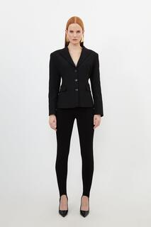 Компактный эластичный пиджак с вытачками и вытачками Karen Millen, черный