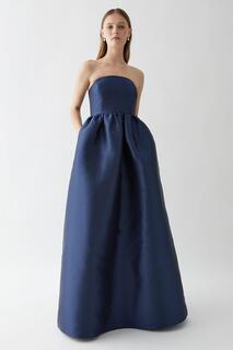 Платье макси из саржи-бандо трапециевидной формы для подружек невесты Coast, темно-синий