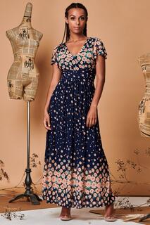 Платье макси из сетки с зеркальным цветочным принтом Jolie Moi, синий