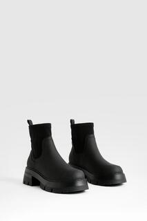 Ботинки челси с широкими вставками из неопрена boohoo, черный