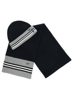 Комплект вязаной шапки и шарфа &quot;Джоэл&quot; Threadbare, черный