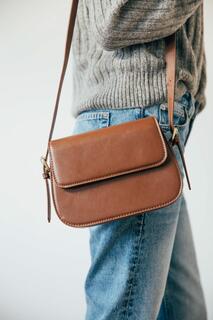 Закругленная сумка через плечо коричневого цвета SVNX, коричневый