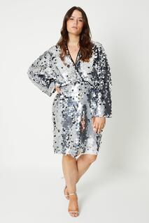 Заметное мини-платье-кимоно с пайетками Coast, серебро