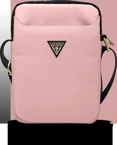 Сумка на плечо для планшета (10 дюймов) с металлическим треугольным логотипом Guess, розовый