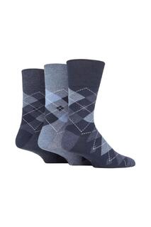 3 пары хлопковых носков с узором «Аргайл» SOCKSHOP Gentle Grip, синий
