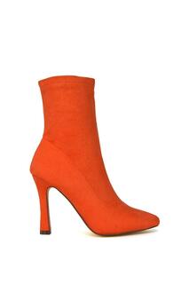 Ботинки-носки на шпильке с острым носком и застежкой-молнией «Паула» на каблуке XY London, оранжевый
