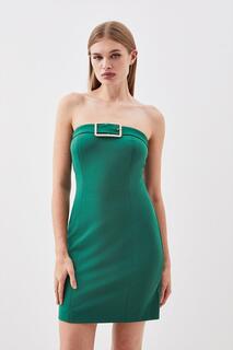 Мини-платье из джерси с декорированной пряжкой Ponte Karen Millen, зеленый