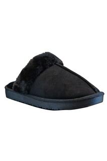 Пушистые зимние теплые и уютные тапочки с закрытым носком на подкладке из искусственной замши IVACHY, черный