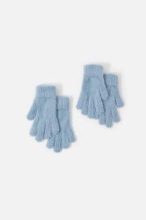 Пушистые суперэластичные перчатки, набор из двух штук Accessorize, синий