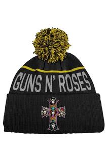 Шапка-бини с крестом и помпоном Guns N Roses, черный
