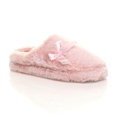 Пушистые тапочки-мюли на плоском каблуке AJVANI, розовый
