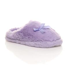 Пушистые тапочки-мюли на плоском каблуке AJVANI, фиолетовый