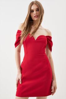 Мини-платье из креповой ткани с атласной спинкой Bardot Karen Millen, красный