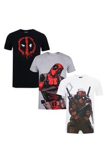 Комплект из 3 хлопковых футболок «Дэдпул» Marvel, мультиколор