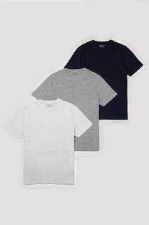 Комплект из 3 футболок с короткими рукавами темно-синего, серого и белого цвета Larsson &amp; Co, мультиколор
