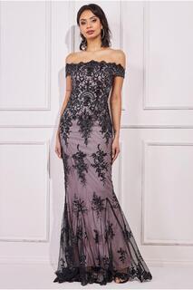 Платье макси с вышивкой пайетками Bardot Goddiva, черный