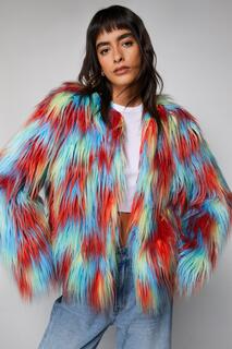 Разноцветная куртка без воротника из искусственного меха Nasty Gal, мультиколор