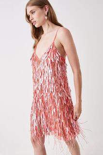 Мини-платье премиум-класса с пайетками и бахромой Coast, розовый