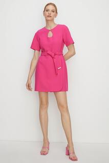 Мини-платье премиум-класса с эластичным поясом Oasis, розовый
