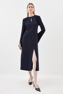 Платье макси с длинными рукавами Karen Millen, темно-синий