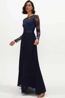 Платье макси с длинными рукавами и вышивкой Coast, темно-синий