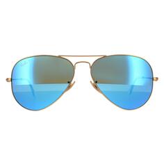 Aviator Матово-золотые синие зеркальные поляризованные солнцезащитные очки Aviator 3025 Ray-Ban, золото