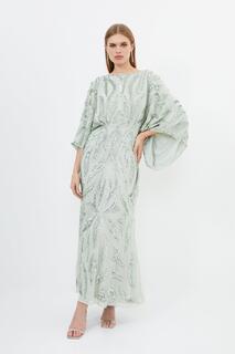 Украшенное тканое платье макси Karen Millen, зеленый