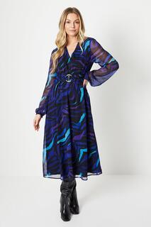 Платье миди Tall с тигровым принтом и эффектом омбре Wallis, синий