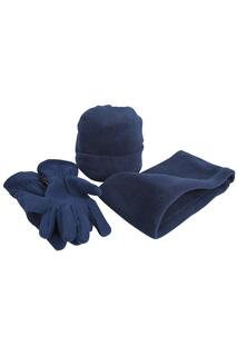 Зимняя шапка, перчатки и утеплитель для шеи Active из флиса Result, темно-синий