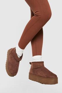 Уютные ботинки на ультра-мини-платформе boohoo, коричневый