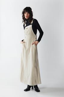 Вельветовое платье-комбинезон макси Warehouse, белый