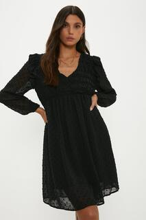Шифоновое мини-платье «добби» со сборками Oasis, черный