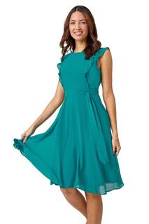 Шифоновое платье без рукавов с оборками Roman, зеленый