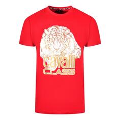 Красная футболка с большим логотипом Tiger Cavalli Class, красный
