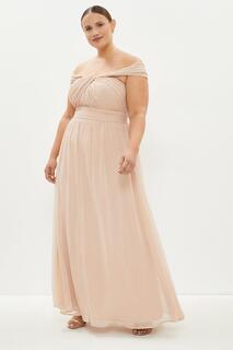 Шифоновое платье макси больших размеров с закрученным вырезом и открытой спиной Coast, розовый
