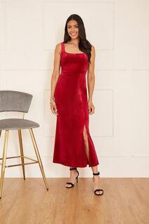Красное бархатное приталенное платье-миди Mela, красный