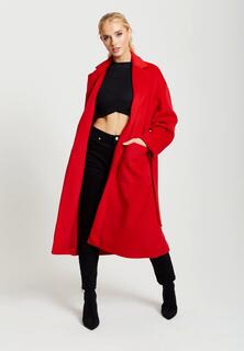 Красное длинное пальто с поясом Liquorish, красный