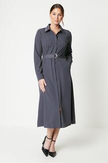 Платье миди в стиле милитари с поясом Debenhams, серый