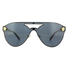Золотистые, черные, серые солнцезащитные очки Shield Versace, черный
