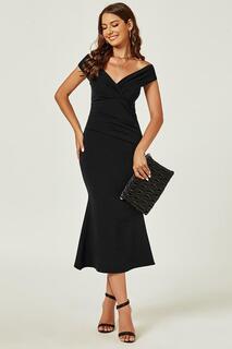 Платье миди со складками Bardot FS Collection, черный