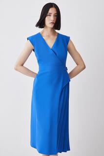 Платье миди со складками в стиле милитари Karen Millen, синий