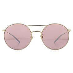 Круглые солнцезащитные очки золотого и сине-розового цвета Gucci, золото