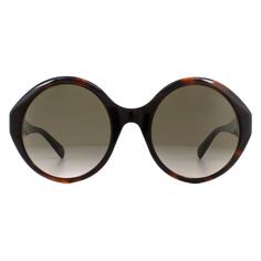 Круглые темные гаванно-коричневые солнцезащитные очки с градиентом Gucci, коричневый