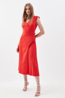 Платье миди со складками в стиле милитари Karen Millen, красный