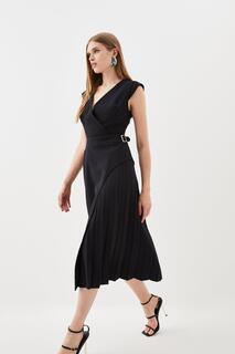 Платье миди со складками в стиле милитари Karen Millen, черный