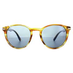 Круглые солнцезащитные очки с желтым и синим антибликовым покрытием в коричневую полоску Persol, коричневый