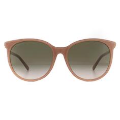 Круглые телесные блестящие коричневые солнцезащитные очки с градиентом Jimmy Choo, бежевый