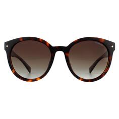 Круглые темные гаванно-коричневые поляризованные солнцезащитные очки с градиентом Polaroid, коричневый