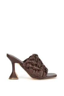 Мюли &apos;Jaci&apos; на высоком каблуке с квадратным носком и плетеным ремешком XY London, коричневый