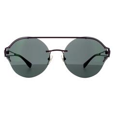 Круглые фиолетовые темно-серые зеркально-зеленые солнцезащитные очки Versace, фиолетовый